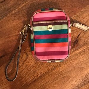 Striped Coach Wristlet